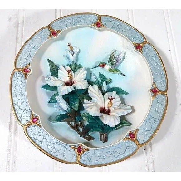 Bradford Exchange Lena Liu Morning Jewels Rose Colored Dawn Hummindbird … - Picture 6 of 7